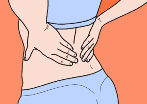 אישה עם כאב גב